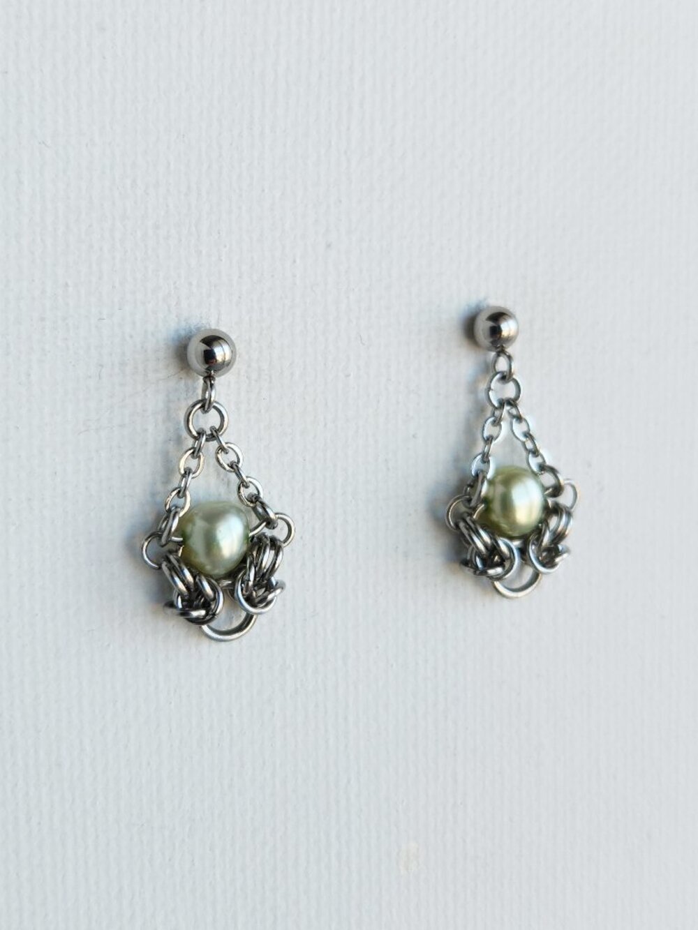 Fairy silver and green earrings